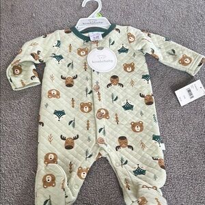 Koala Kids Green and Brown Lion Print Footies
